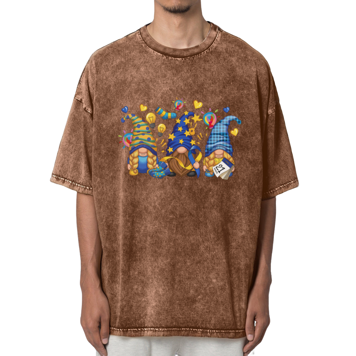 Down Syndrome Gnomes Washed Graphic T-Shirt