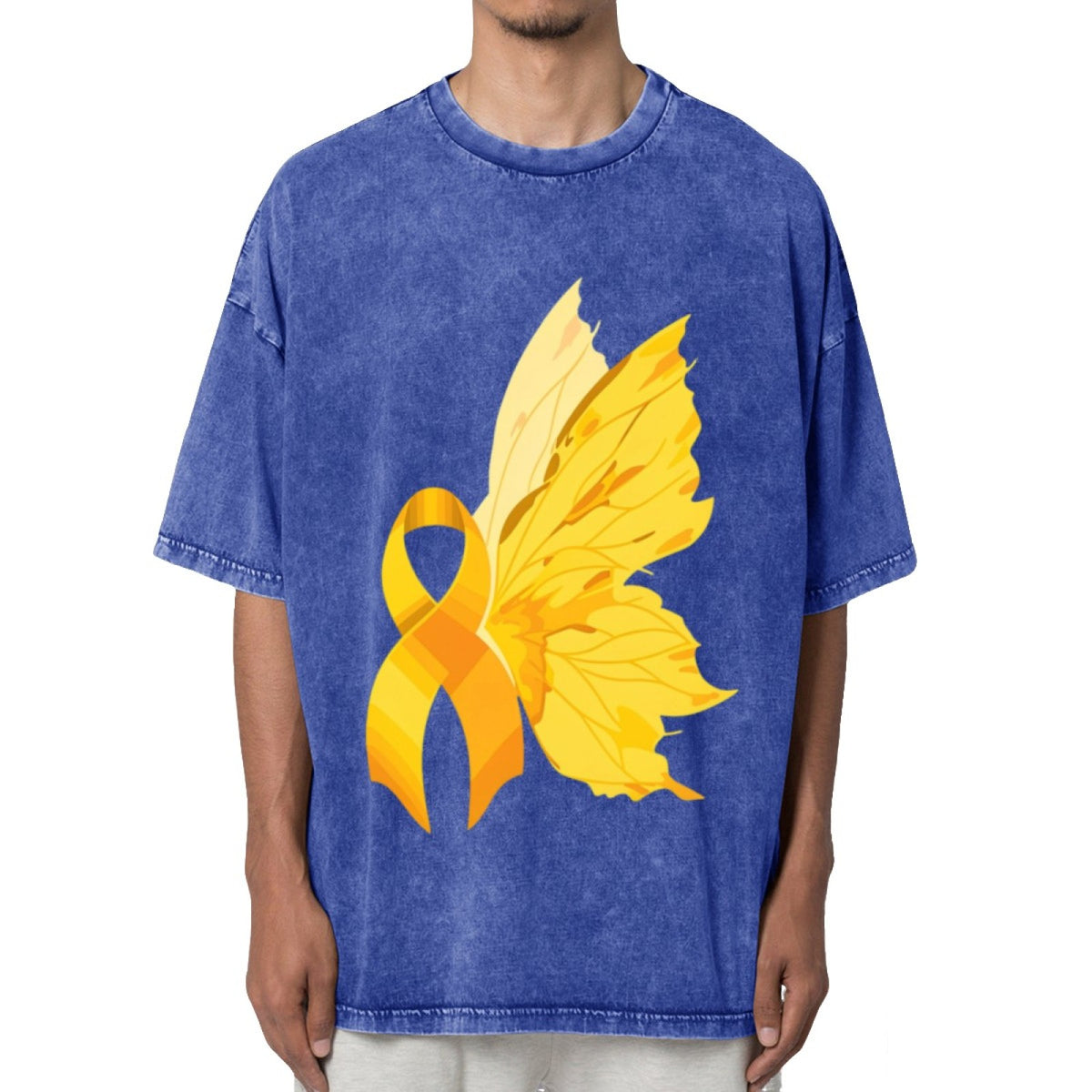 Butterfly Gold Ribbon Washed Graphic T-Shirt