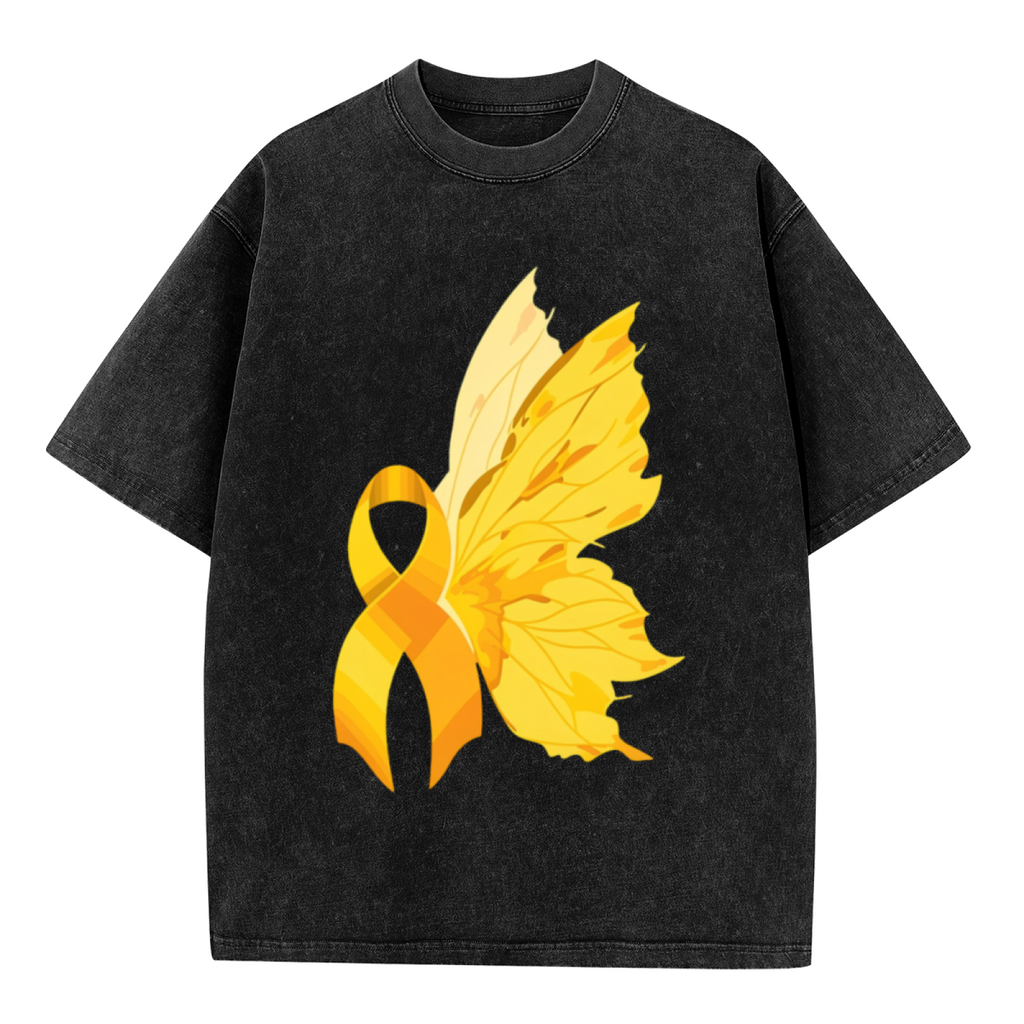 Butterfly Gold Ribbon washed graphic T-shirt product image