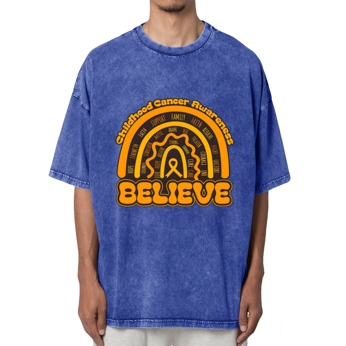 Childhood Cancer Awareness Believe Washed Graphic T-Shirt
