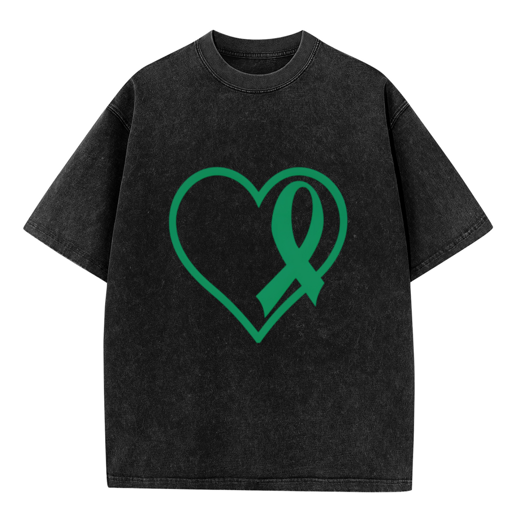 Liver Cancer Ribbon Heart washed graphic T-shirt product image