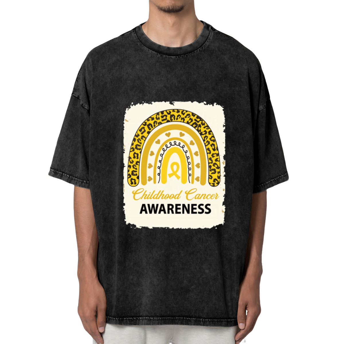 Childhood Cancer Awareness washed graphic T-shirt product image