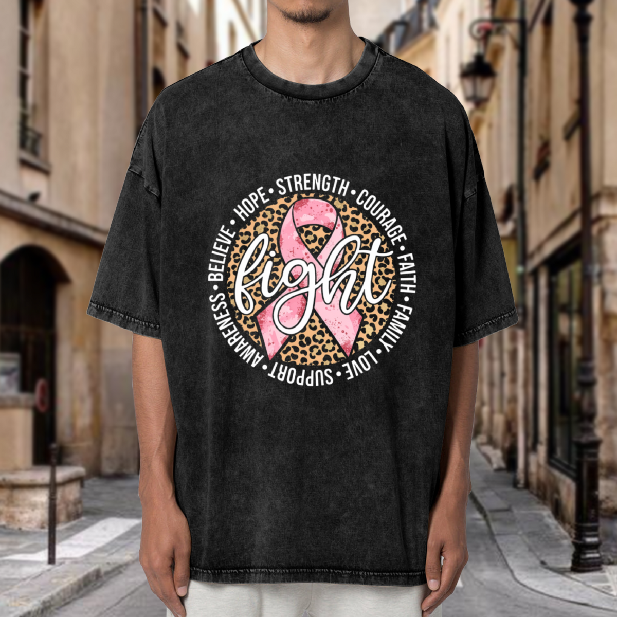 Breast Cancer Support washed graphic T-shirt product image