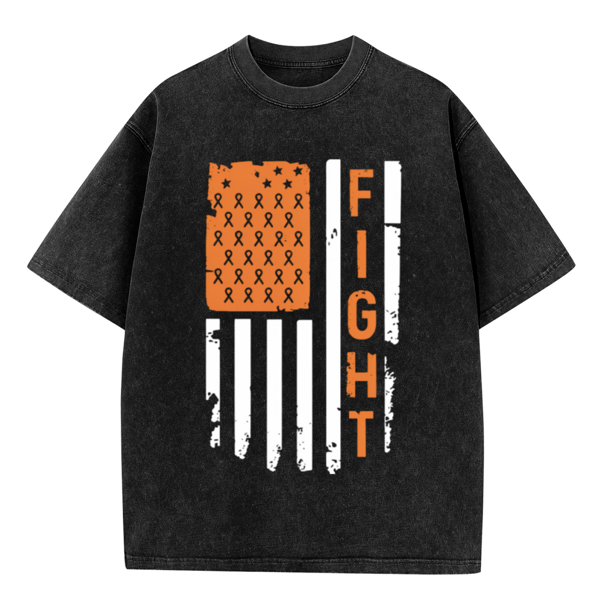 Leukemia Cancer Flag washed graphic T-shirt product image