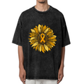 Leopard Sunflower Gold Ribbon washed graphic T-shirt product image
