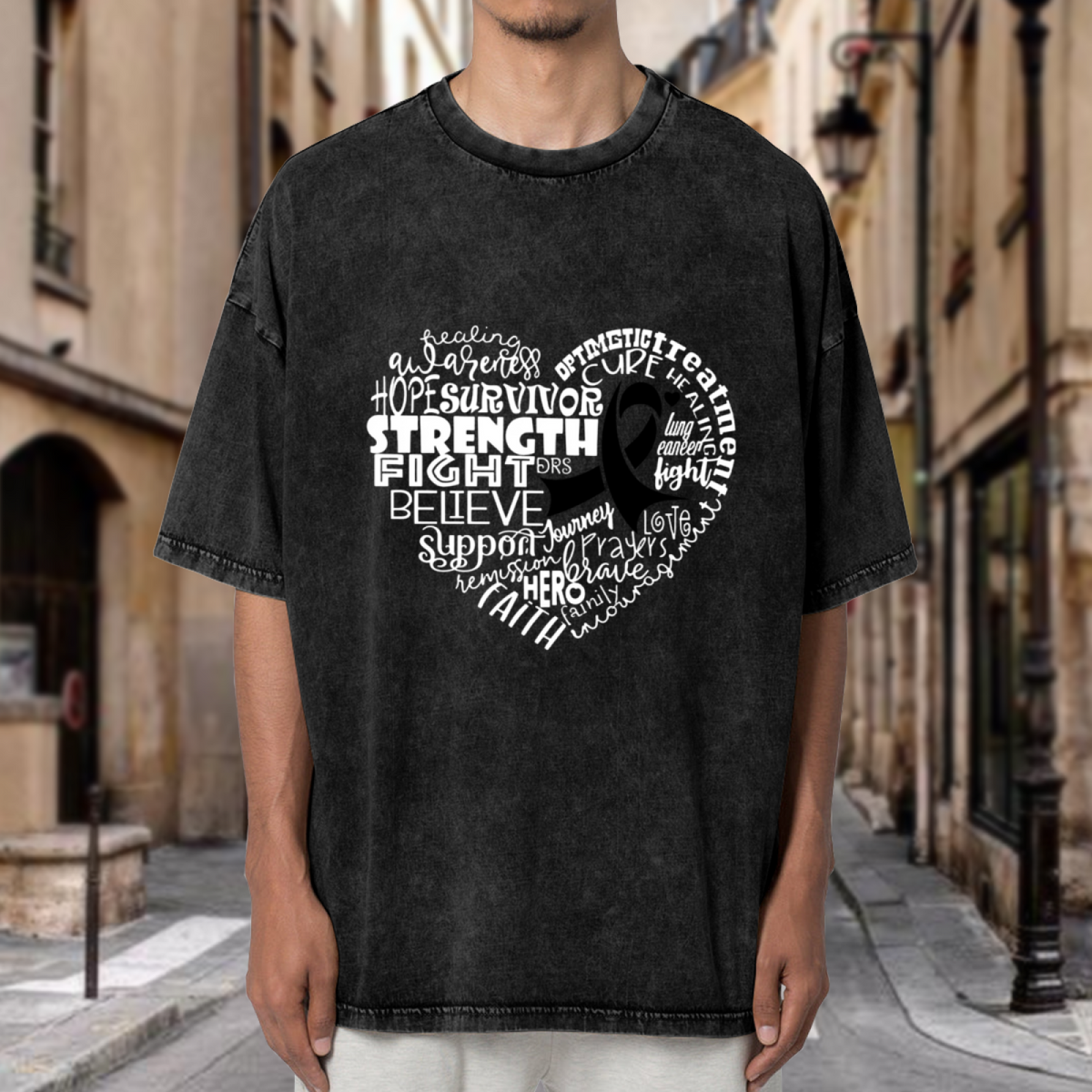 Lung Cancer Fight washed graphic T-shirt product image