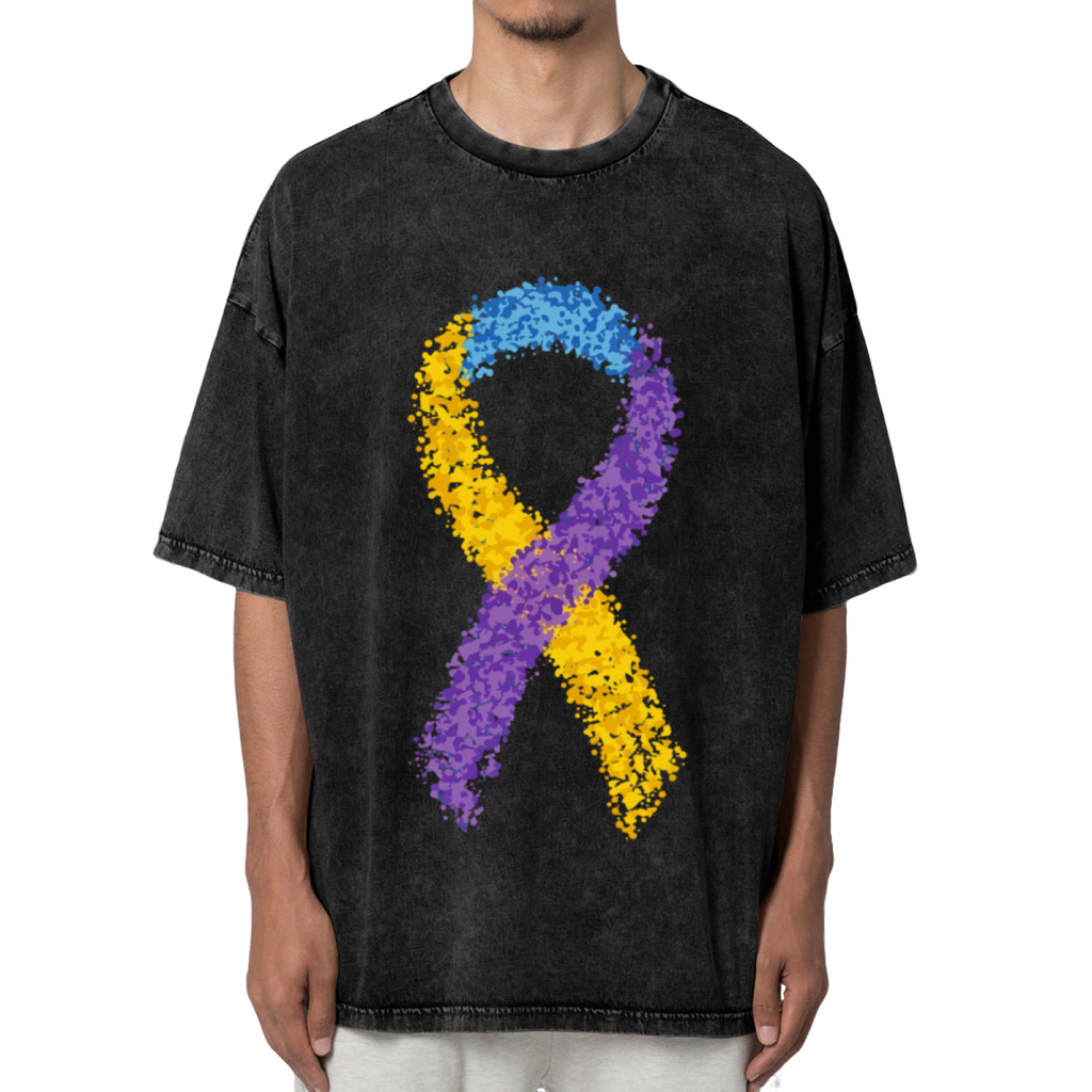 Bladder Cancer Ribbon washed graphic T-shirt product image