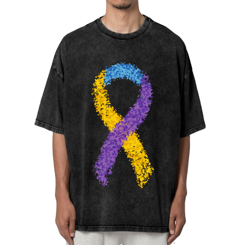 Bladder Cancer Ribbon washed graphic T-shirt product image