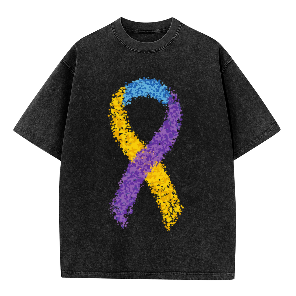 Bladder Cancer Ribbon washed graphic T-shirt product image