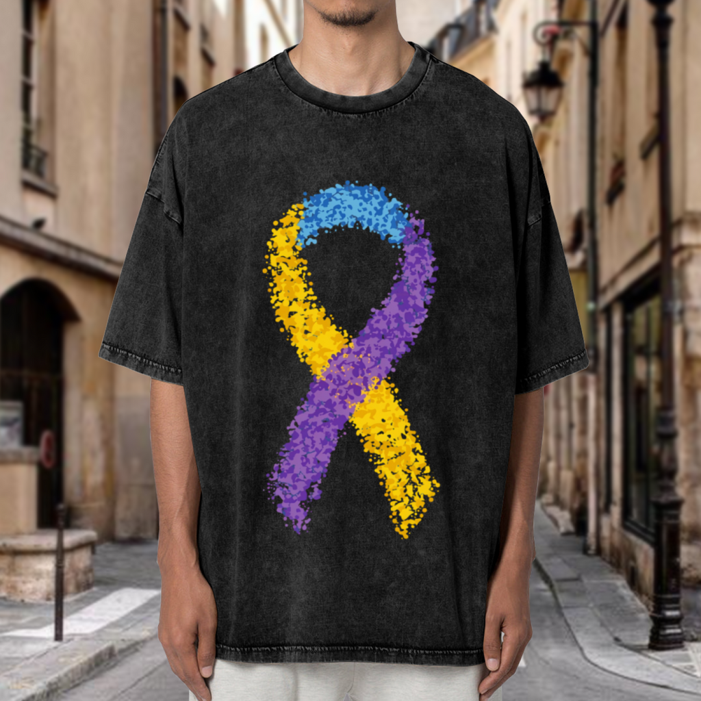 Bladder Cancer Ribbon washed graphic T-shirt product image