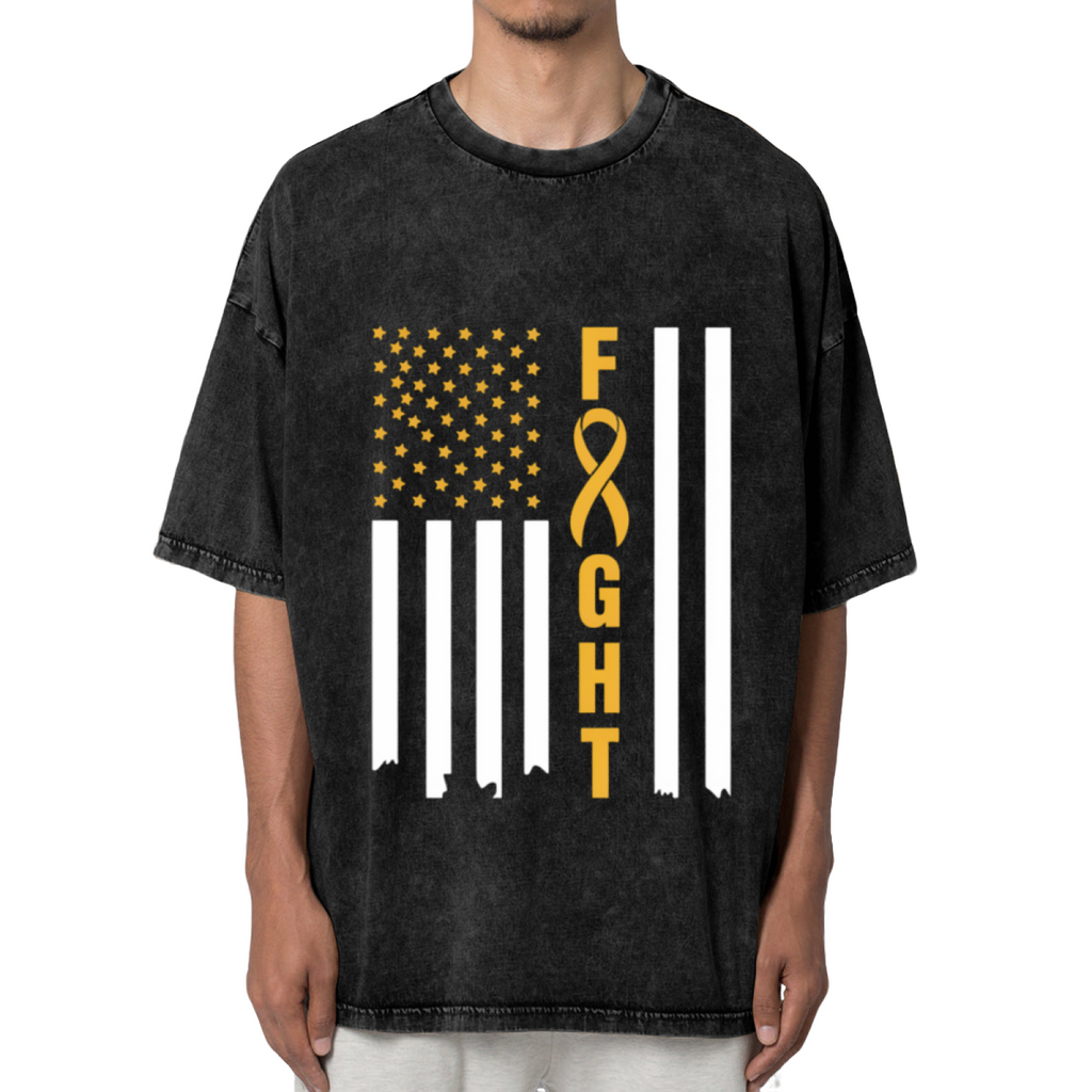 Stars And Stripes Cancer Fight washed graphic T-shirt product image