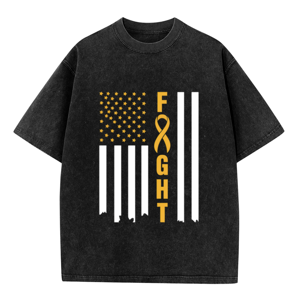 Stars And Stripes Cancer Fight washed graphic T-shirt product image