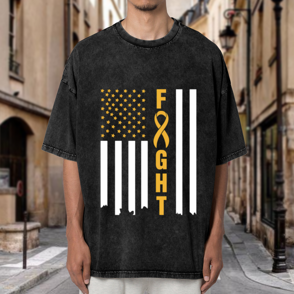 Stars And Stripes Cancer Fight washed graphic T-shirt product image