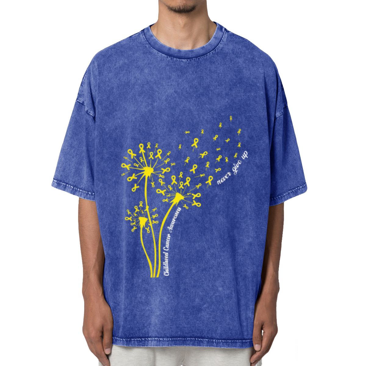 Childhood Cancer Awareness Dandelion Washed Graphic T-Shirt