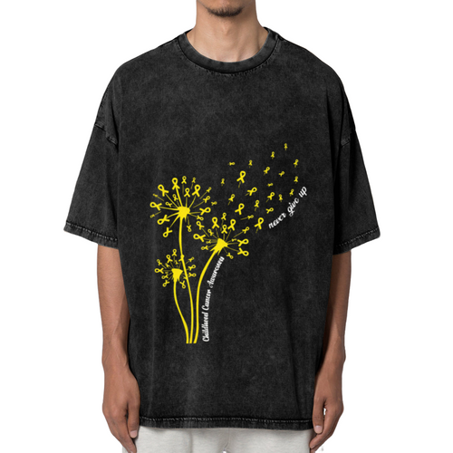 Childhood Cancer Awareness Dandelion washed graphic T-shirt product image