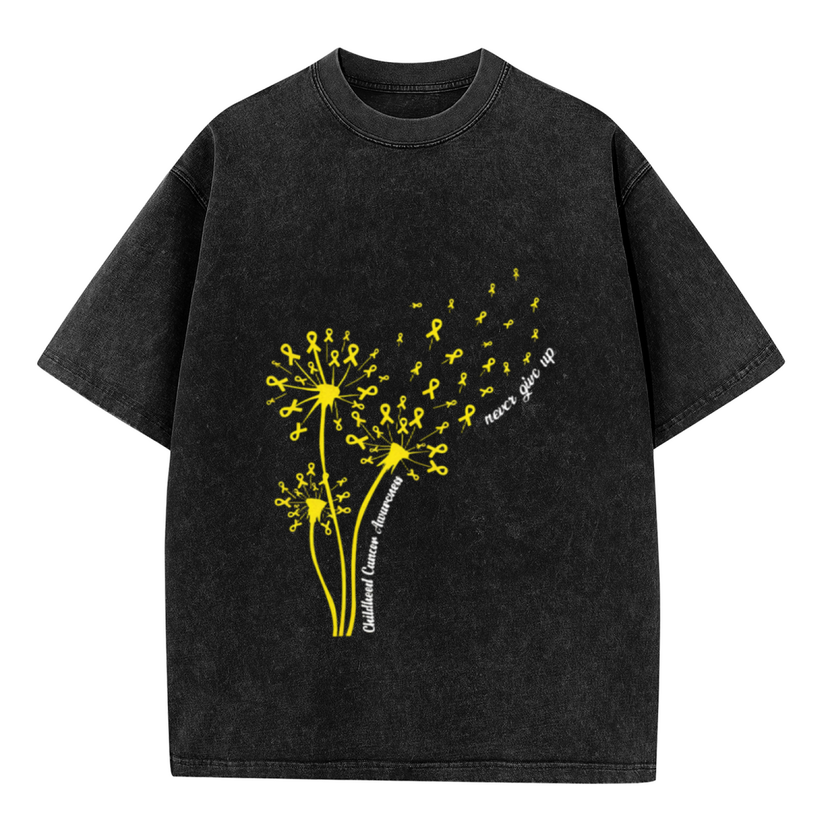 Childhood Cancer Awareness Dandelion washed graphic T-shirt product image