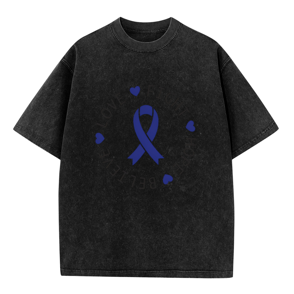 Love Fight Hope Believe Colon Cancer washed graphic T-shirt product image