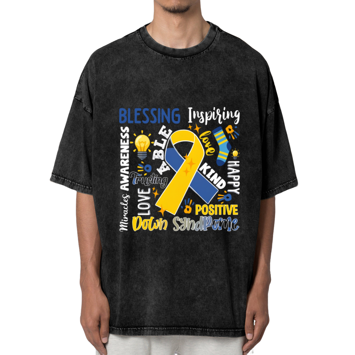 Down Syndrome Typography washed graphic T-shirt product image