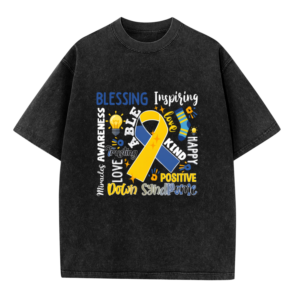 Down Syndrome Typography washed graphic T-shirt product image