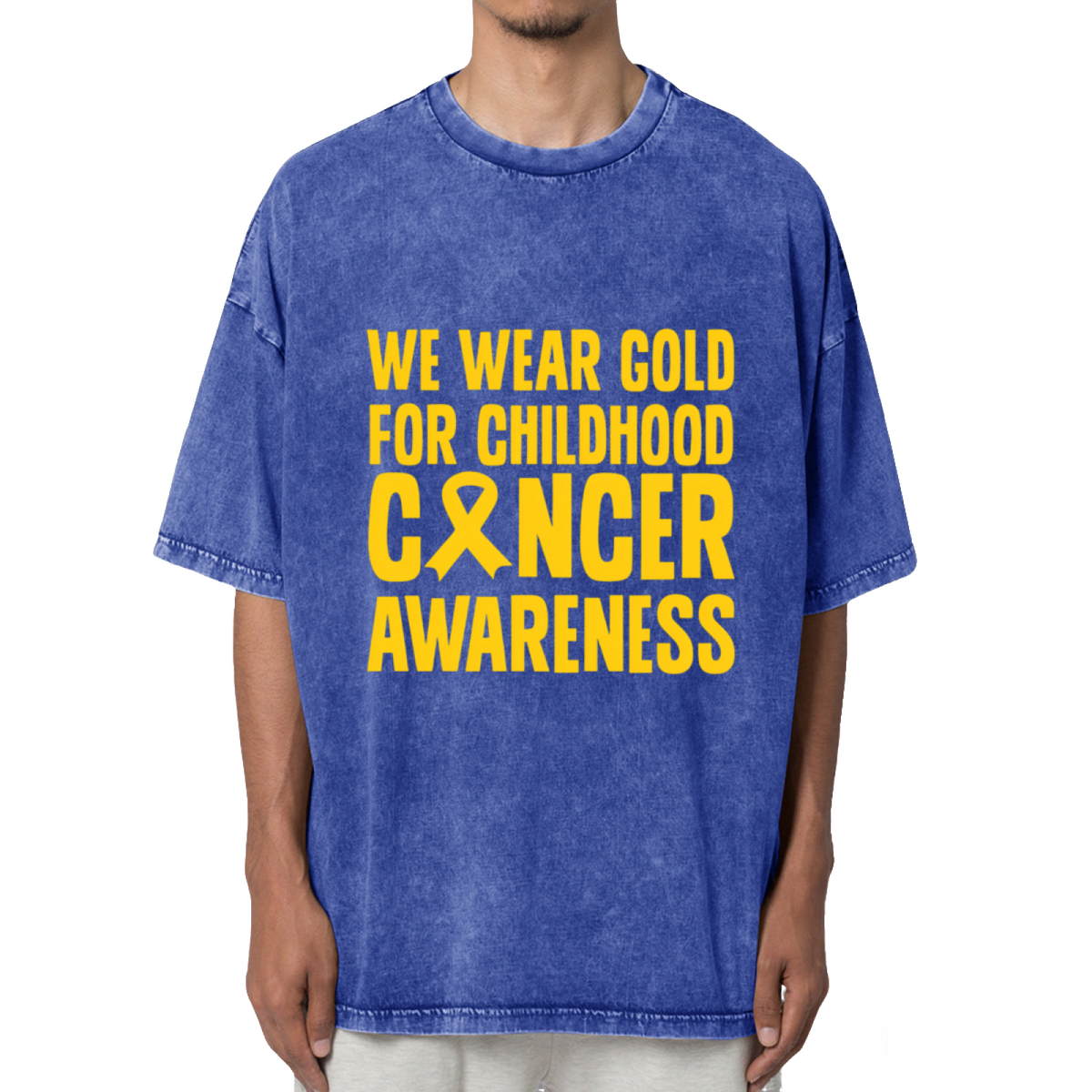 We Wear Gold For Childhood Cancer Washed Graphic T-Shirt