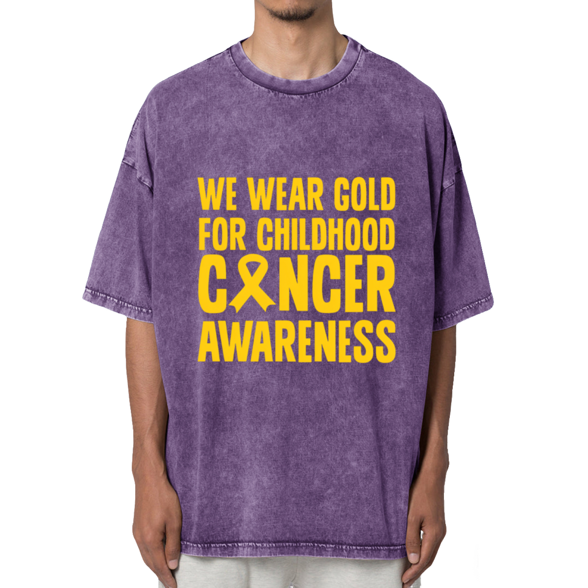 We Wear Gold For Childhood Cancer Washed Graphic T-Shirt