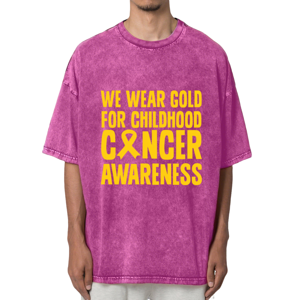 We Wear Gold For Childhood Cancer Washed Graphic T-Shirt