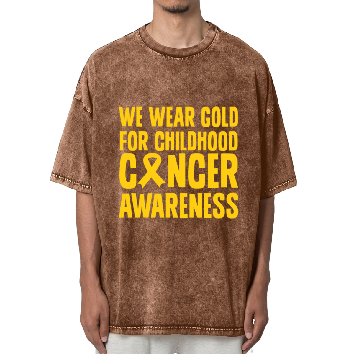 We Wear Gold For Childhood Cancer Washed Graphic T-Shirt