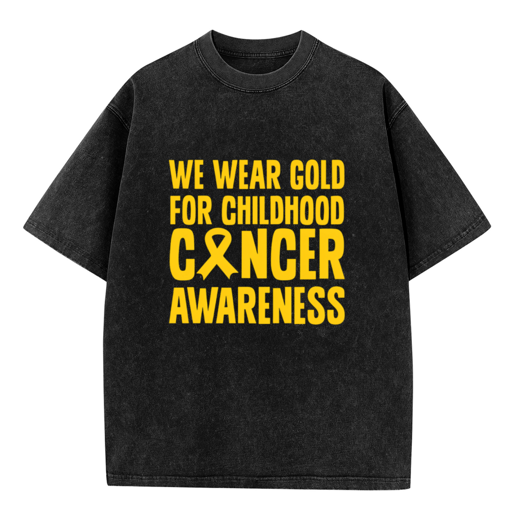 We Wear Gold For Childhood Cancer Awareness washed graphic T-shirt product image
