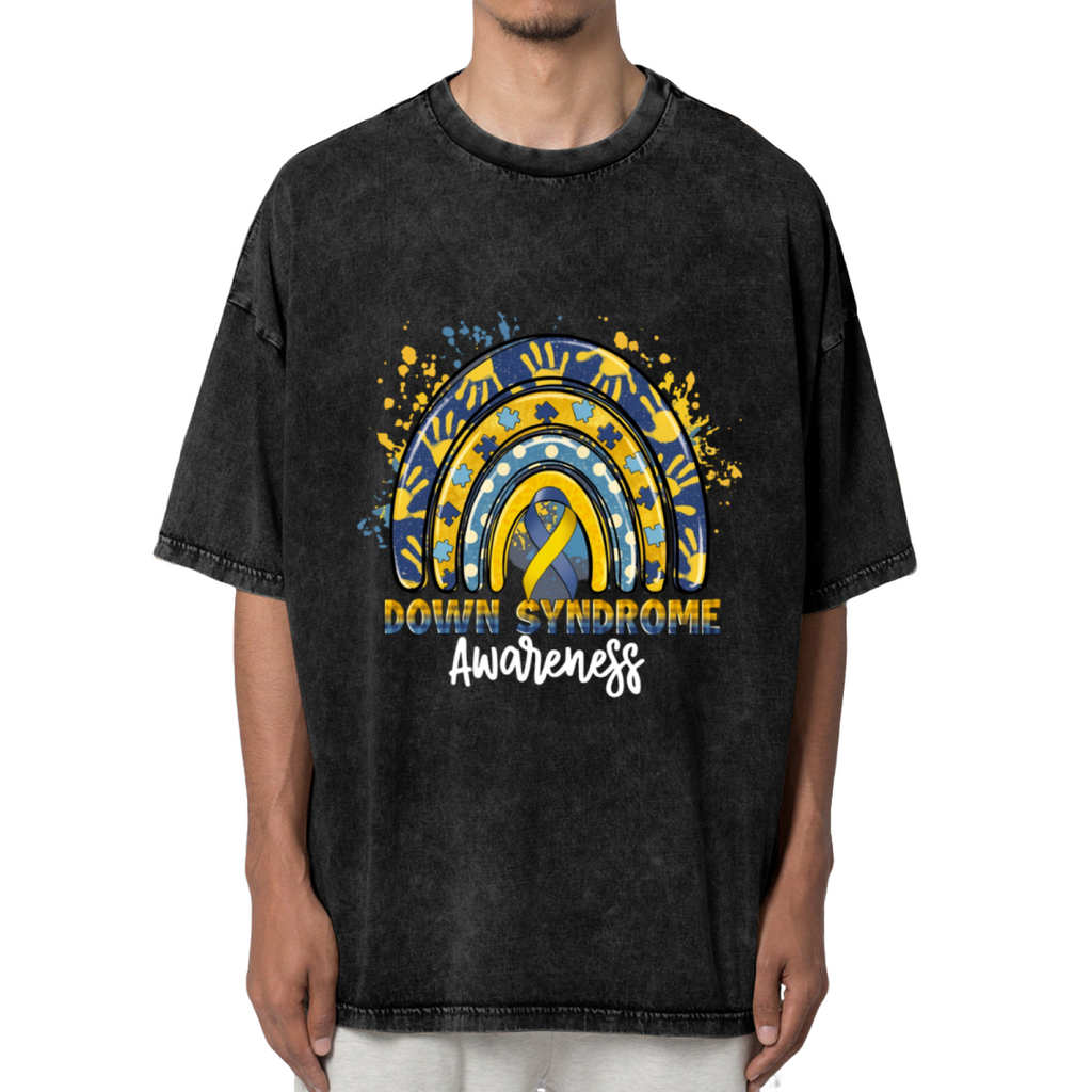Down Syndrome Rainbow Awareness washed graphic T-shirt product image