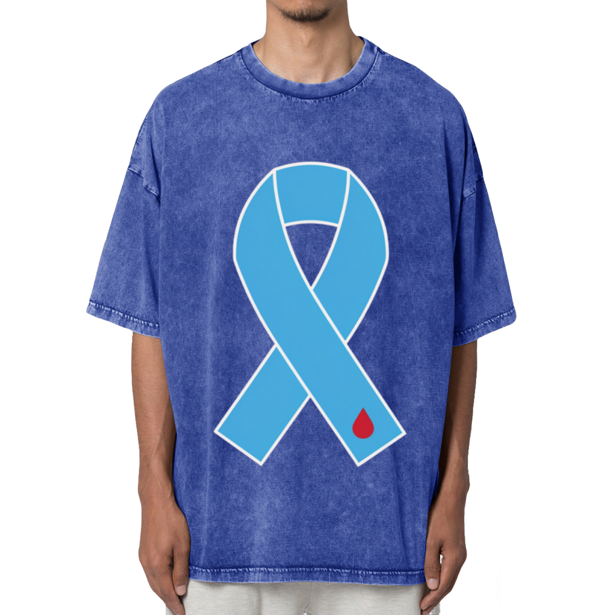 Diabetes Blue Ribbon Washed Graphic T-Shirt