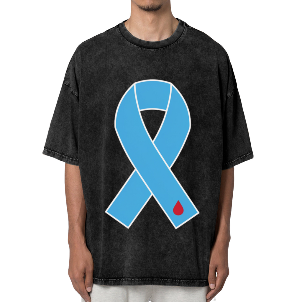 Diabetes Blue Ribbon washed graphic T-shirt product image