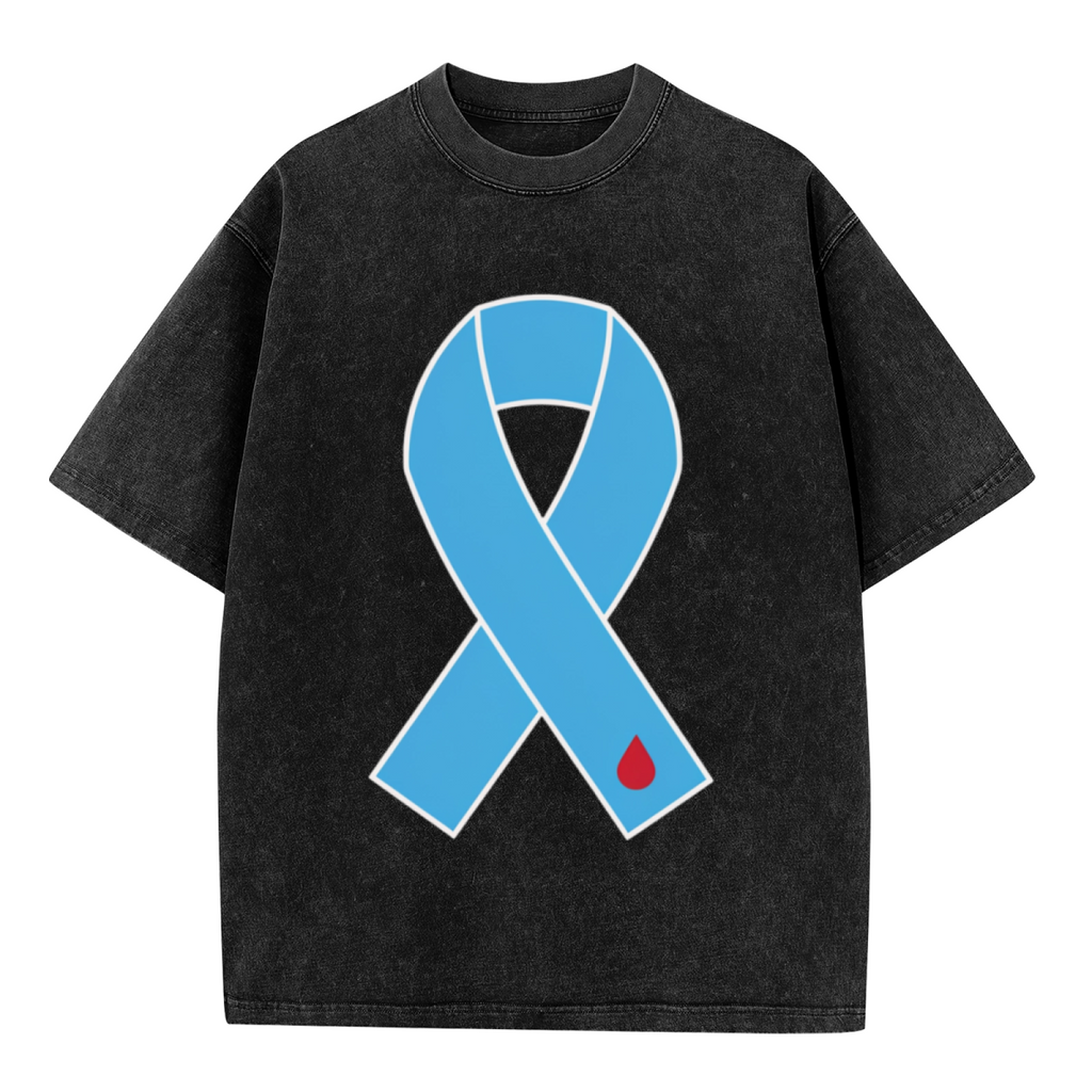 Diabetes Blue Ribbon washed graphic T-shirt product image