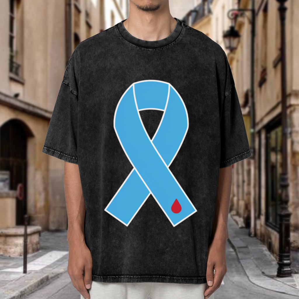 Diabetes Blue Ribbon washed graphic T-shirt product image