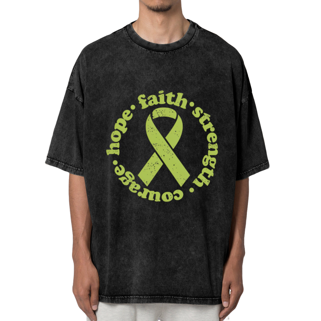 Hope-Faith-Strength-Courage Lymphoma Cancer washed graphic T-shirt product image