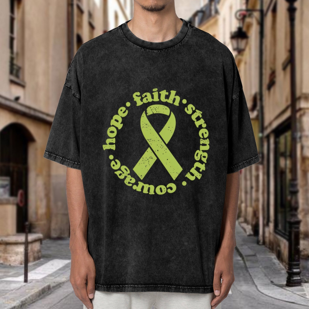 Hope-Faith-Strength-Courage Lymphoma Cancer washed graphic T-shirt product image