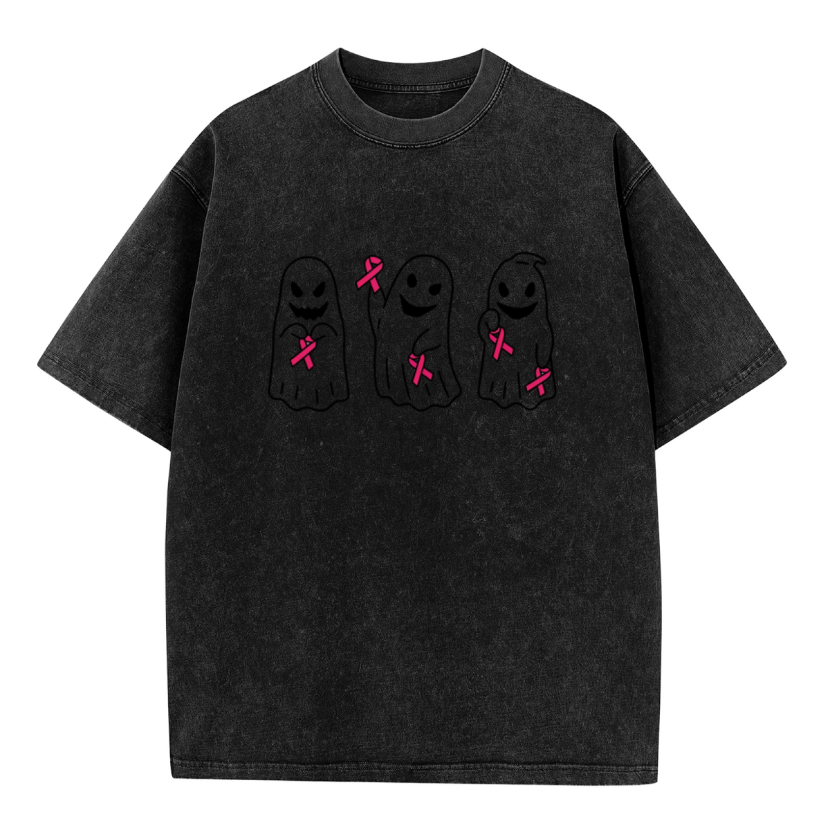 Breast Cancer Ghost Halloween washed graphic T-shirt product image