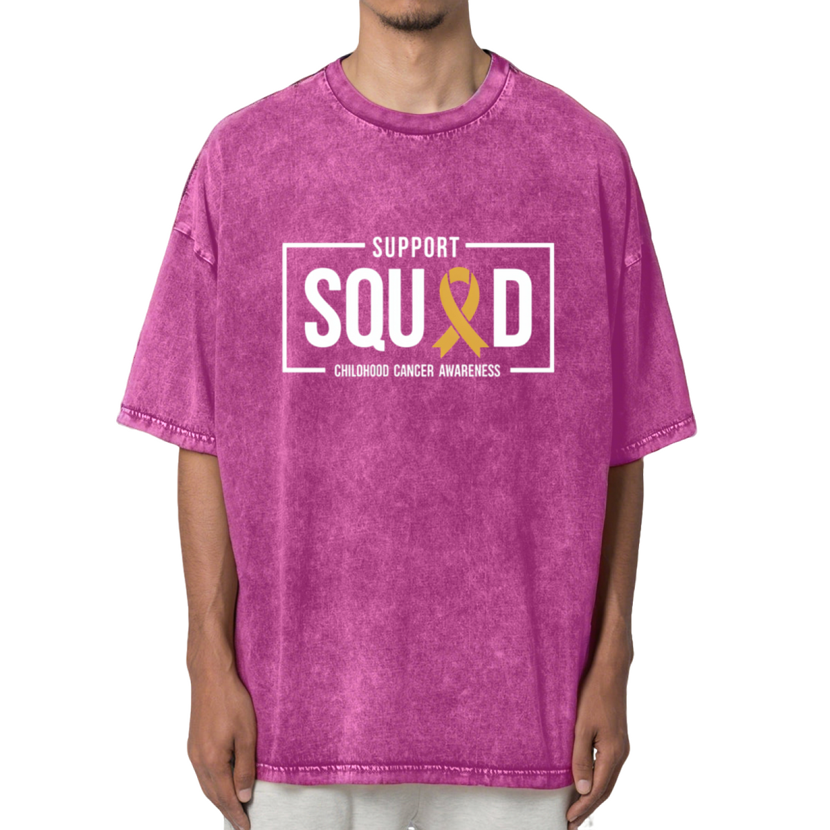 Support Squad Childhood Cancer Washed Graphic T-Shirt