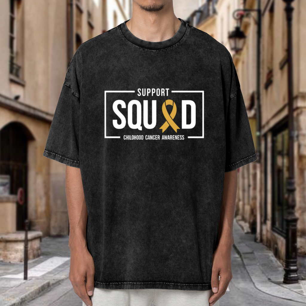 Support Squad Childhood Cancer washed graphic T-shirt product image