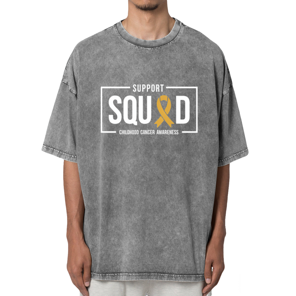 Support Squad Childhood Cancer Washed Graphic T-Shirt