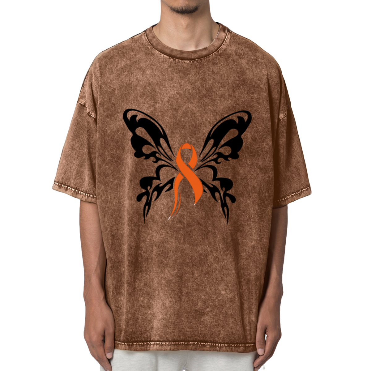 Kidney Cancer Butterfly Washed Graphic T-Shirt