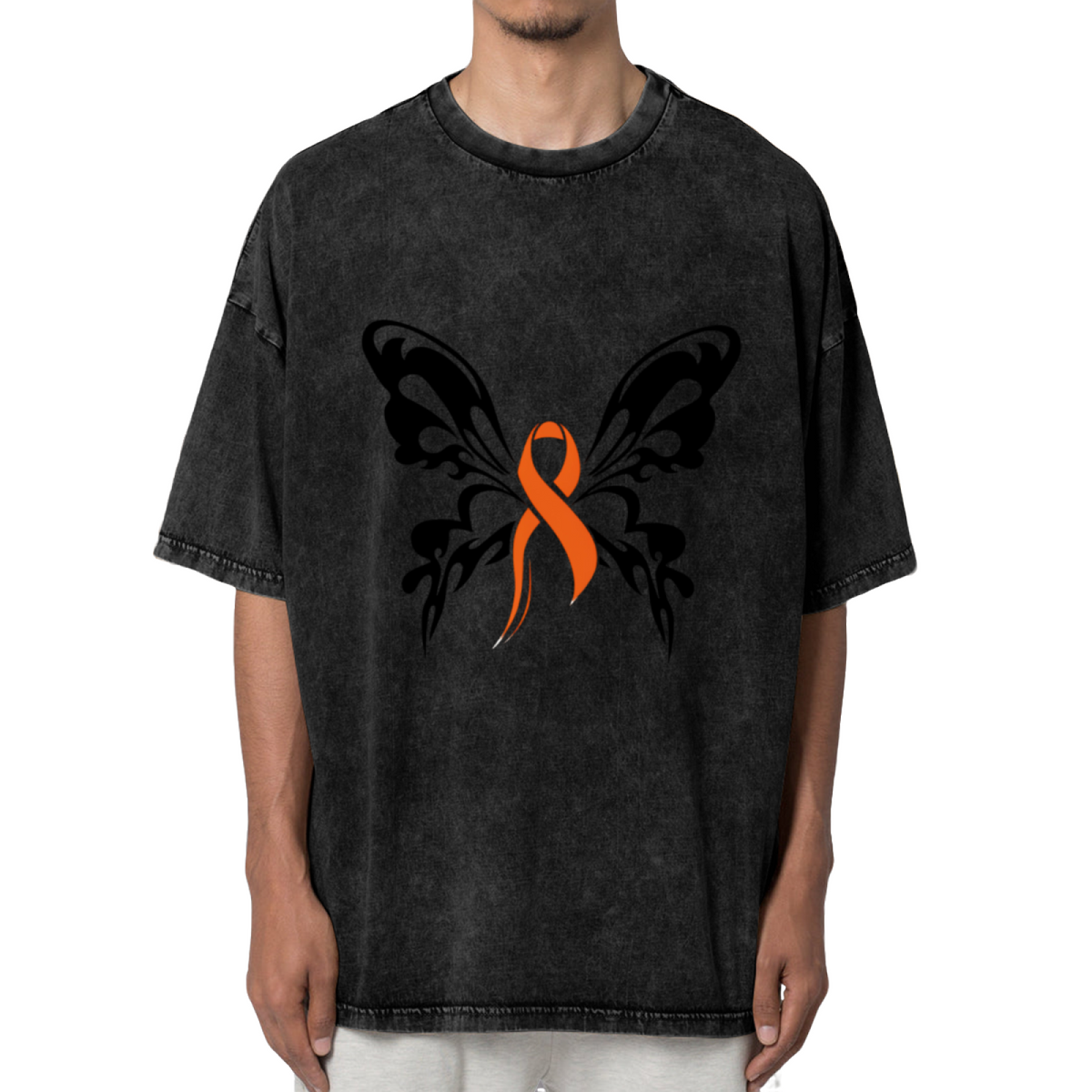 Kidney Cancer Butterfly washed graphic T-shirt product image