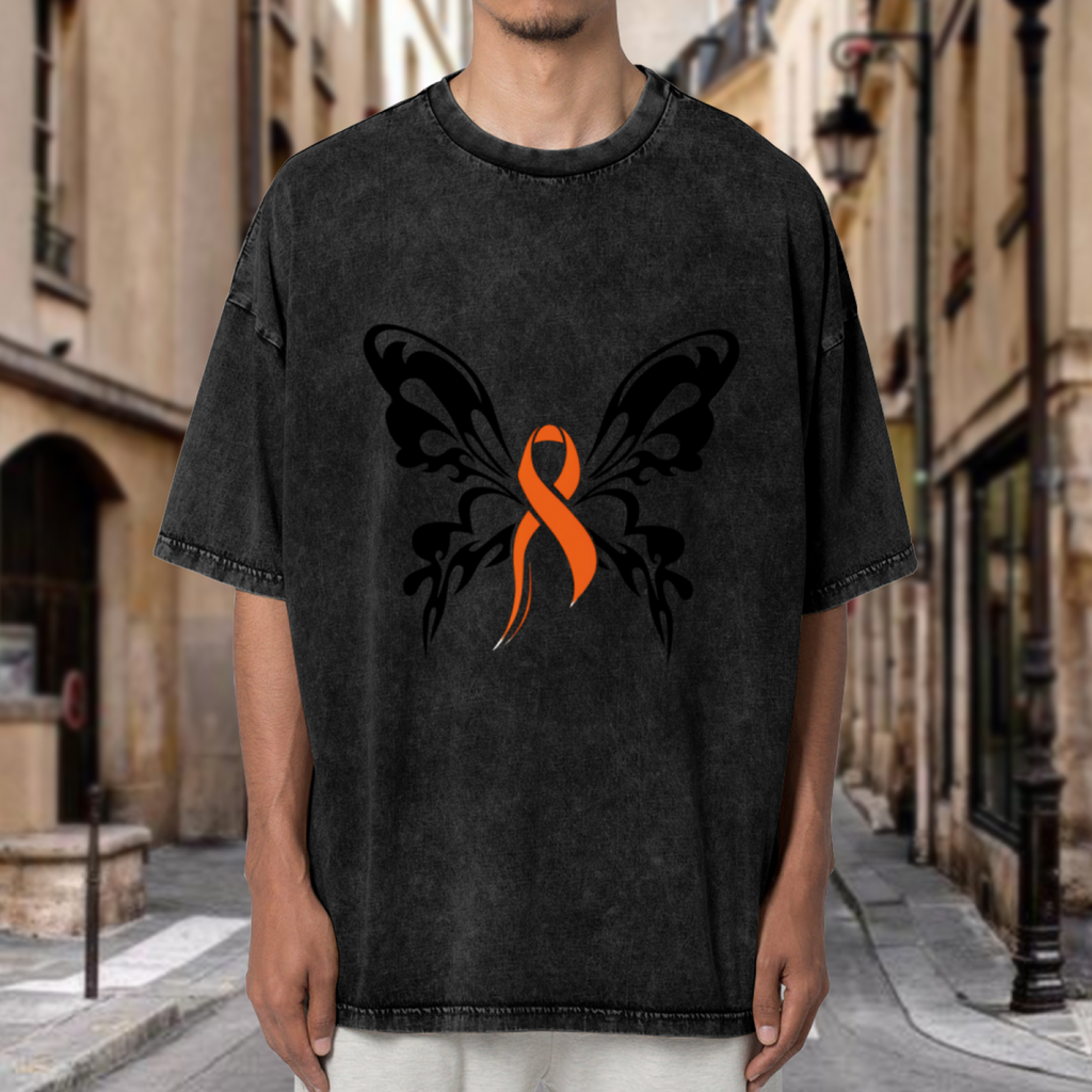 Kidney Cancer Butterfly washed graphic T-shirt product image