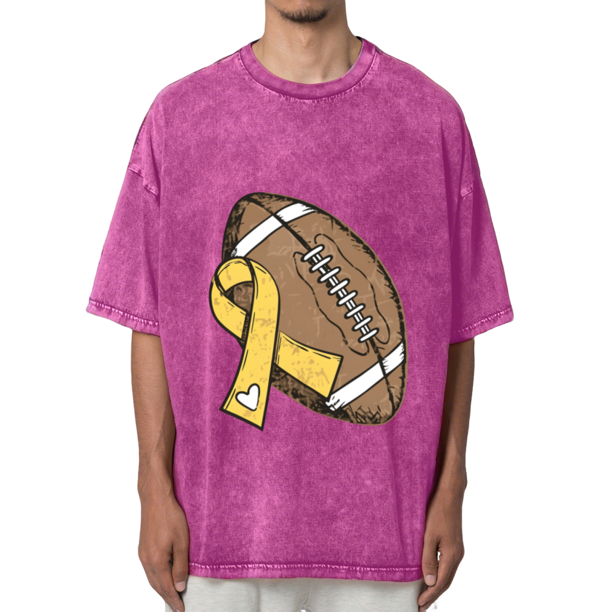 Childhood Cancer Football Washed Graphic T-Shirt