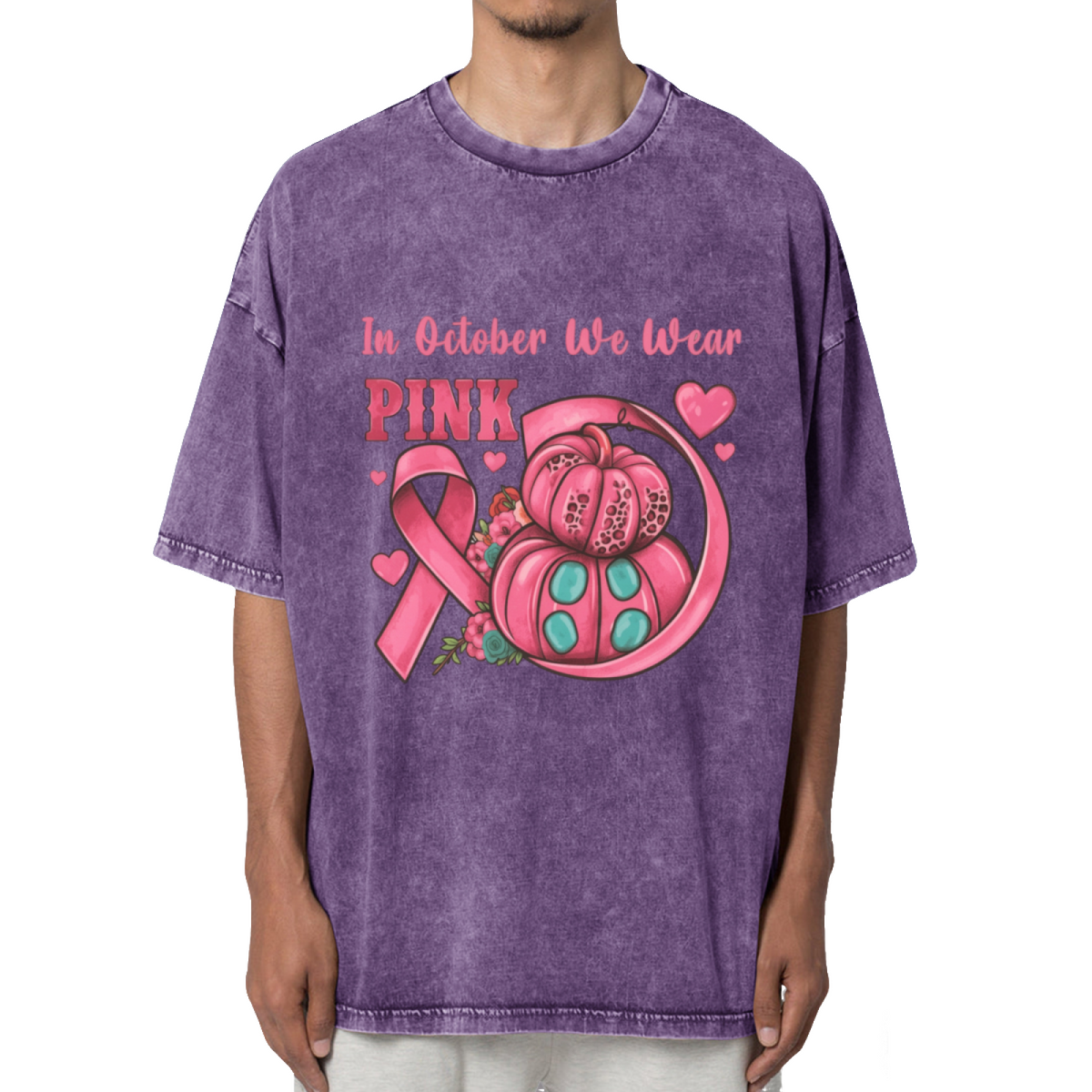 In October We Wear Pink Washed Graphic T-Shirt