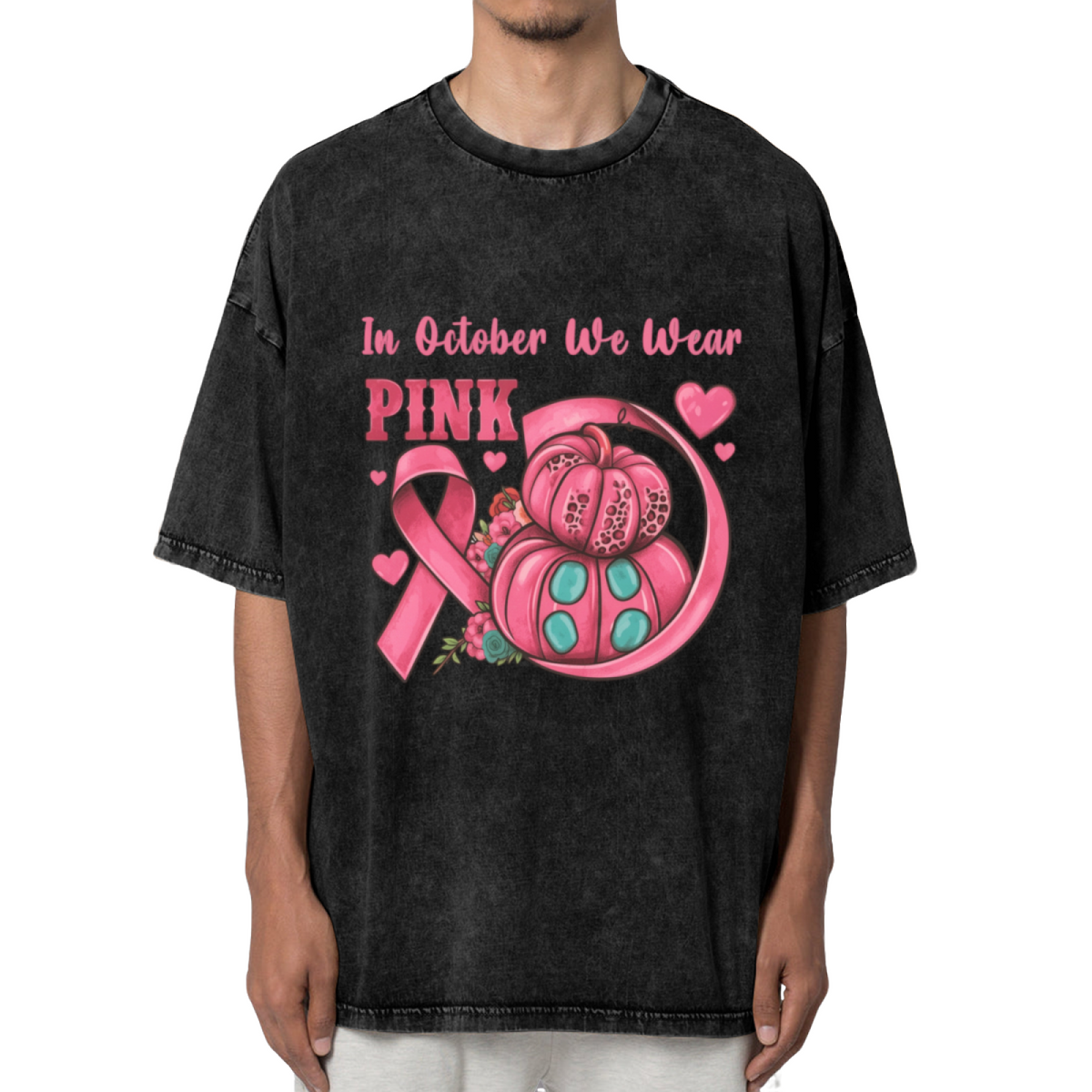 In October We Wear Pink washed graphic T-shirt product image