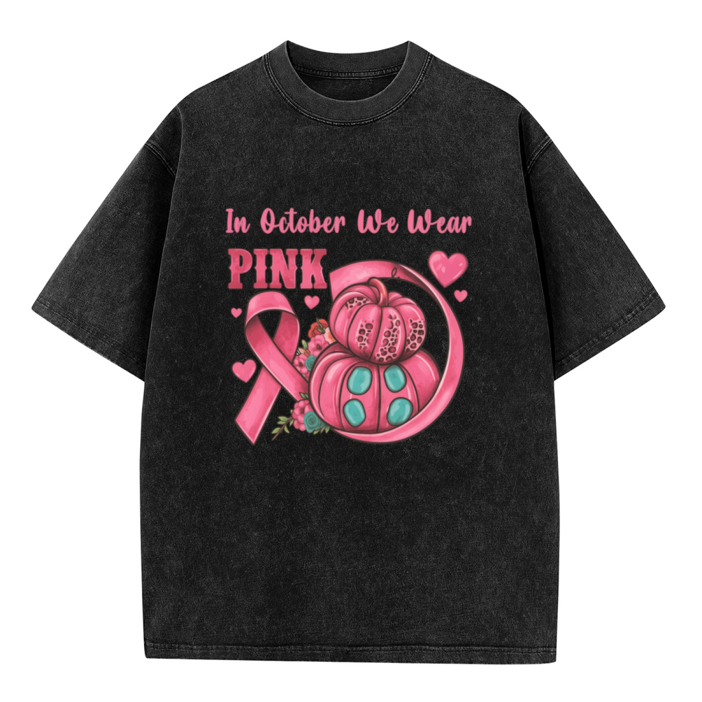 In October We Wear Pink washed graphic T-shirt product image