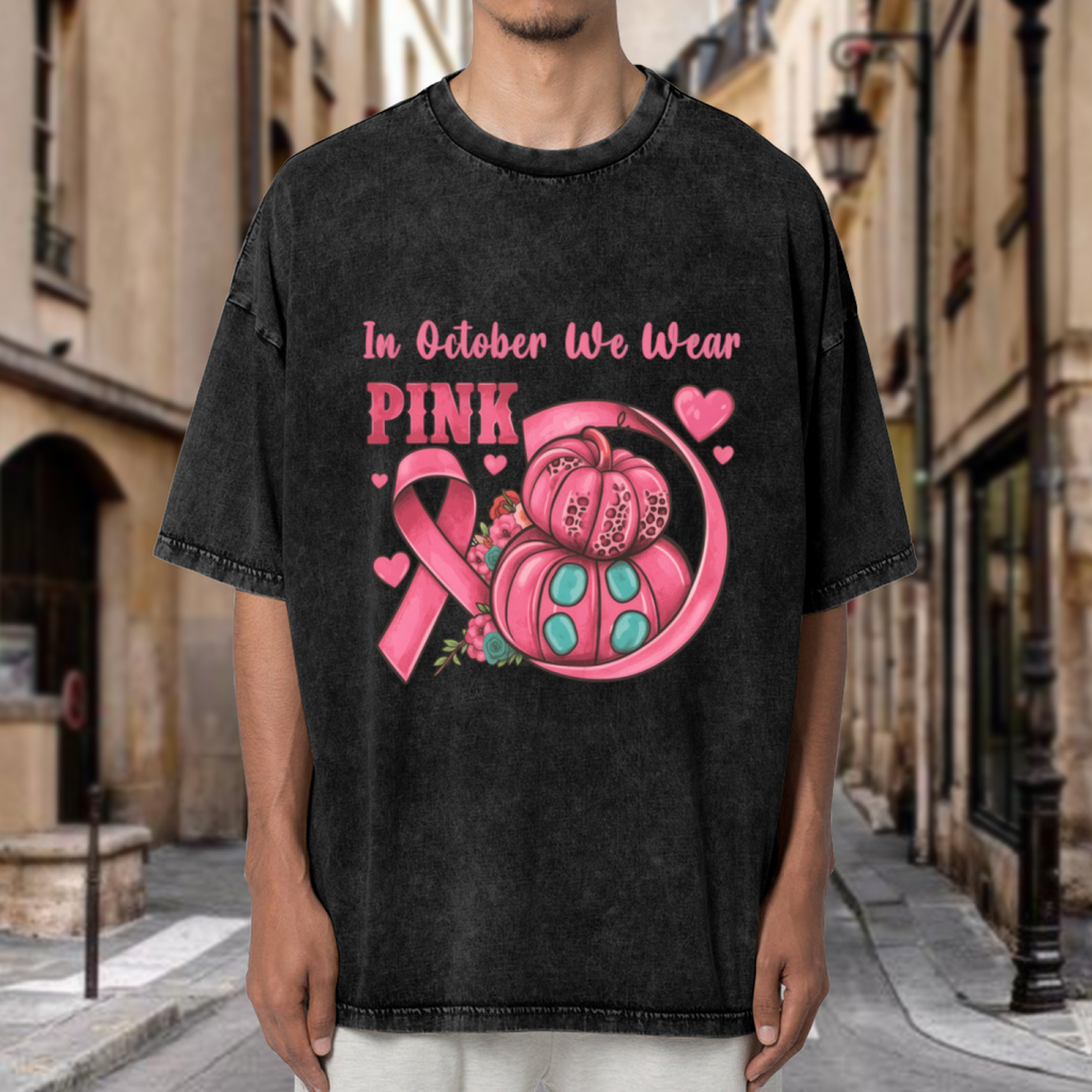 In October We Wear Pink washed graphic T-shirt product image