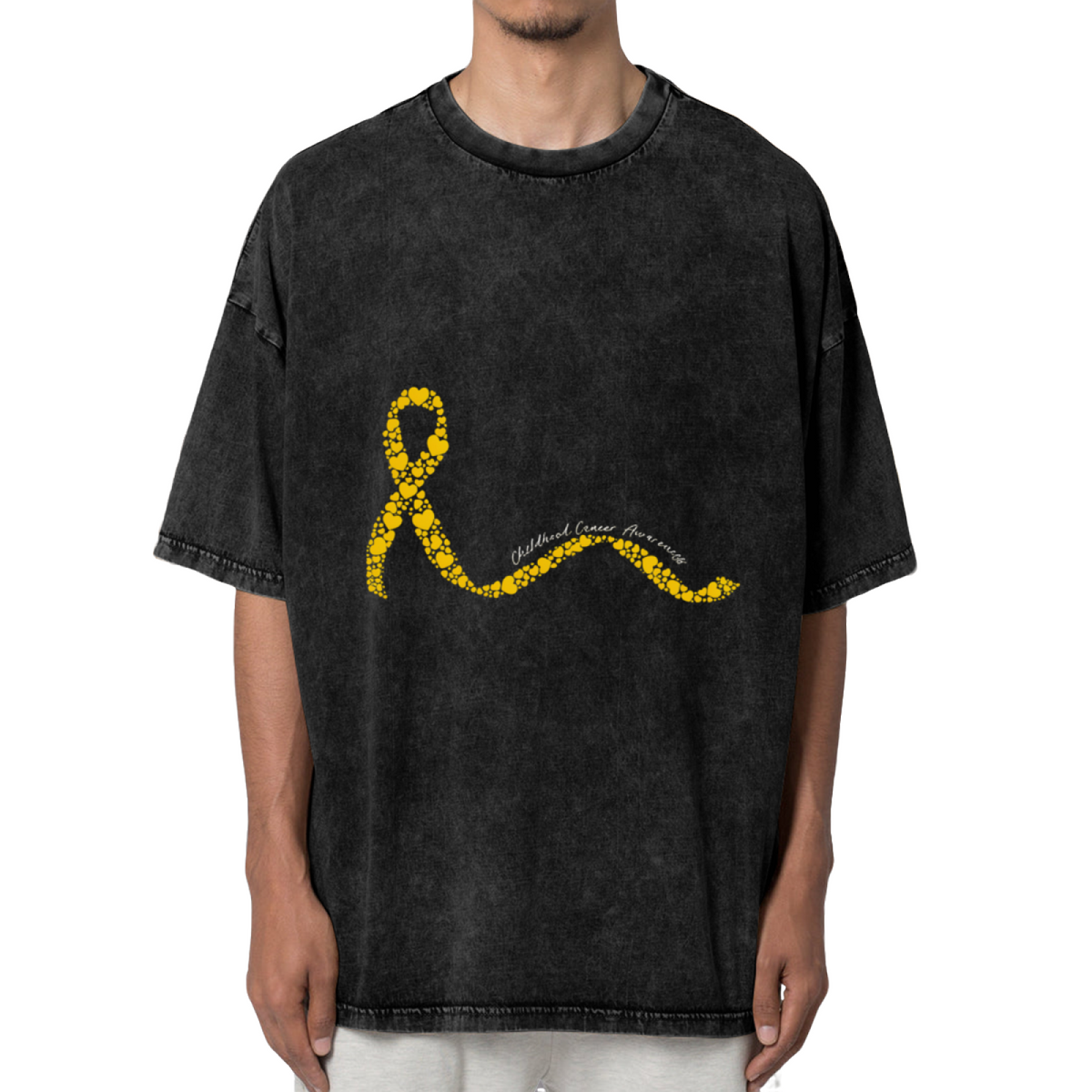 Childhood Cancer Awareness washed graphic T-shirt product image