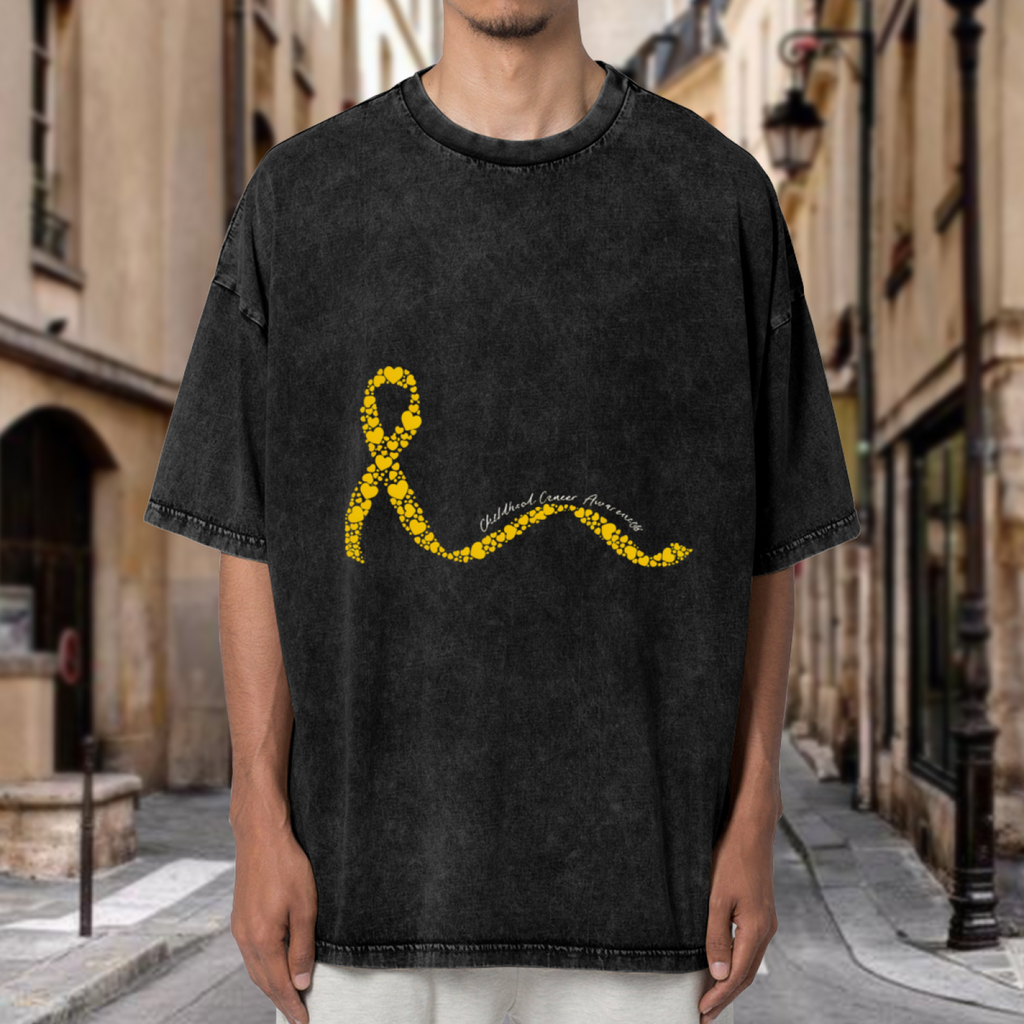 Childhood Cancer Awareness washed graphic T-shirt product image