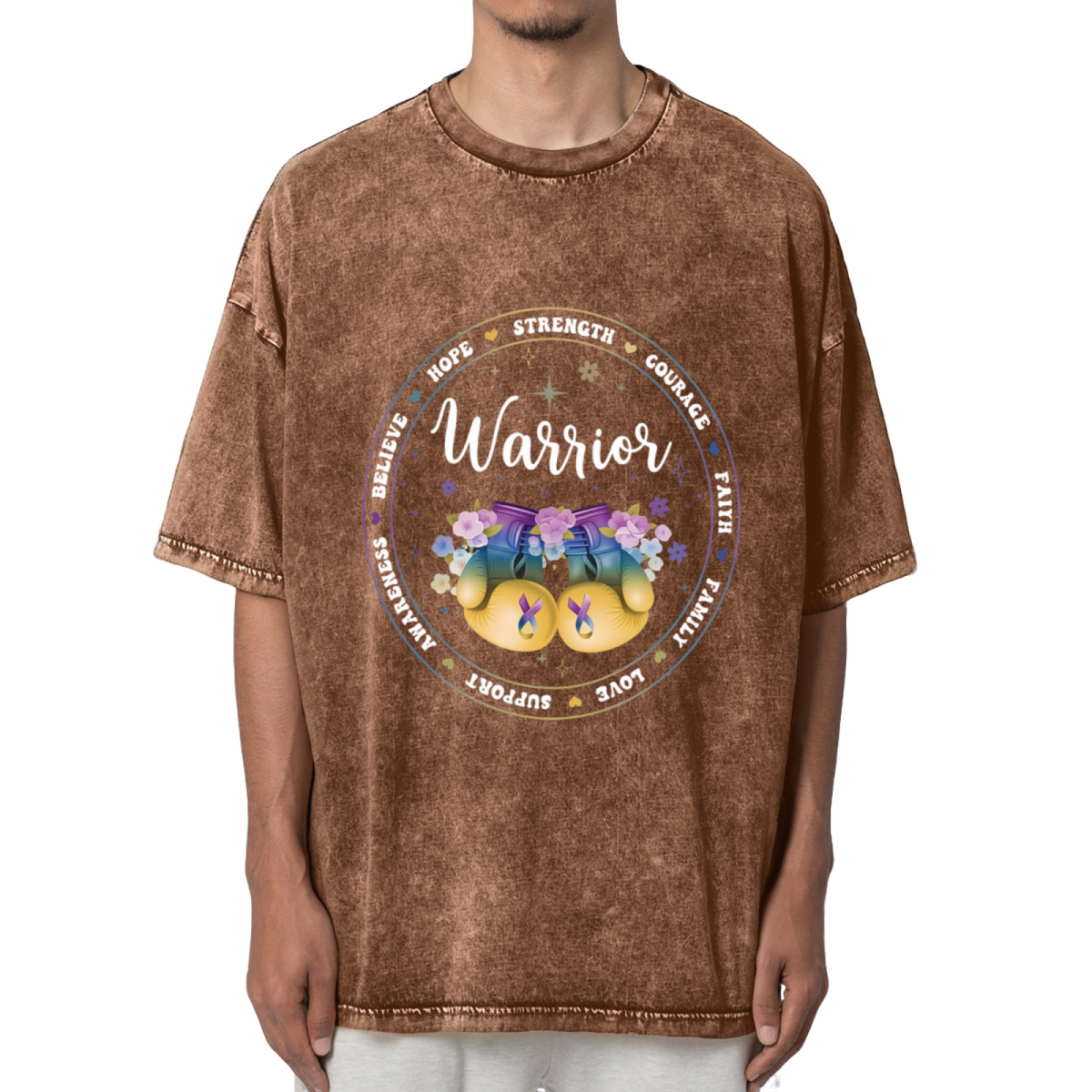 Bladder Cancer Awareness With Purple Washed Graphic T-Shirt
